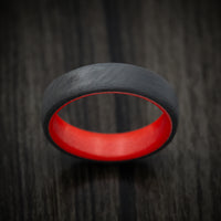 Carbon Fiber Men's Ring with Red Glow Sleeve