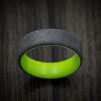 Carbon Fiber Men's Ring with Yellow Glow Sleeve