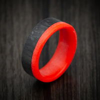 Carbon Fiber Men's Ring with Red Glow
