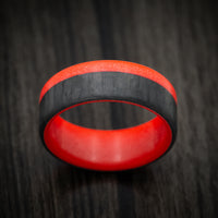 Carbon Fiber Men's Ring with Red Glow
