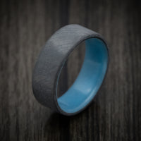 Carbon Fiber Men's Ring with Blue Glow Sleeve
