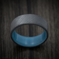 Carbon Fiber Men's Ring with Blue Glow Sleeve