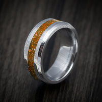 Damascus Steel and DiamondCast Inlay Men's Ring Custom Made