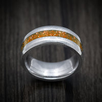 Damascus Steel and DiamondCast Inlay Men's Ring Custom Made