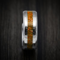 Damascus Steel and DiamondCast Inlay Men's Ring Custom Made