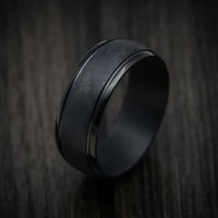 Black Tantalum Band with Distressed Finish Custom Made Men's Ring