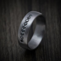 Tantalum Band with Black Diamonds Custom Made Men's Ring