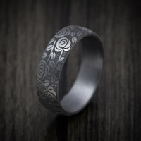 Tantalum Band with Floral Design Pattern Custom Made Men's Ring