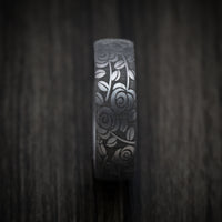 Tantalum Band with Floral Design Pattern Custom Made Men's Ring
