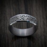 Tantalum Band with Floral Design Pattern Custom Made Men's Ring
