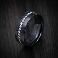 Black TItanium Men's Ring with Eternity Lab Diamonds Custom Made Band