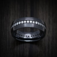 Black TItanium Men's Ring with Eternity Lab Diamonds Custom Made Band