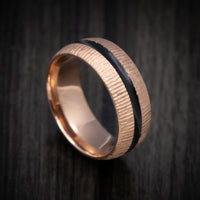 14K Gold Men's Ring with Cerakote Inlay Custom Made Band