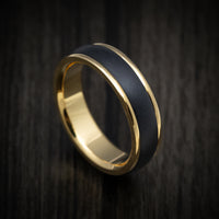 14K Gold and Carbon Fiber Men's Ring