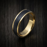 14K Gold and Carbon Fiber Men's Ring