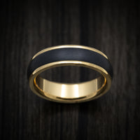 14K Gold and Carbon Fiber Men's Ring