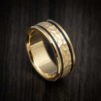 14K Yellow Gold and Carbon Fiber Men's Ring