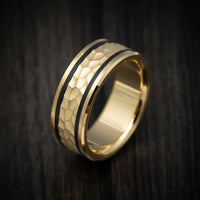 14K Yellow Gold and Carbon Fiber Men's Ring