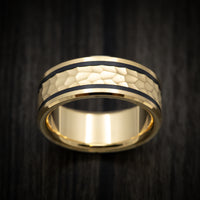 14K Yellow Gold and Carbon Fiber Men's Ring