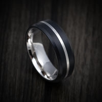 Carbon Fiber Men's Ring with 14K Gold Inlay and Sleeve