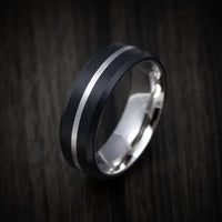 Carbon Fiber Men's Ring with 14K Gold Inlay and Sleeve