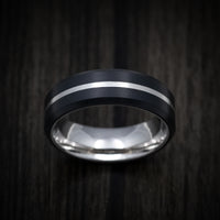 Carbon Fiber Men's Ring with 14K Gold Inlay and Sleeve