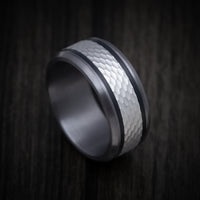 Tantalum Men's Ring with 14K Gold Inlay and Geometric Pattern