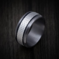 Tantalum Men's Ring with 14K Gold Inlay and Geometric Pattern