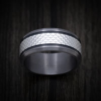 Tantalum Men's Ring with 14K Gold Inlay and Geometric Pattern