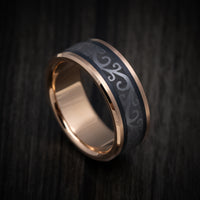 14K Gold and Tantalum Men's Ring with Scroll Design