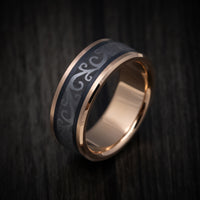 14K Gold and Tantalum Men's Ring with Scroll Design