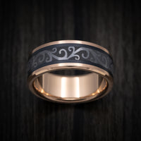 14K Gold and Tantalum Men's Ring with Scroll Design