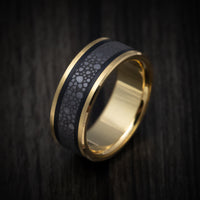 14K Gold and Tantalum Men's Ring with Carbon Accents and Design Pattern