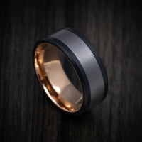 14K Gold and Tantalum Men's Ring with Carbon Fiber Accents