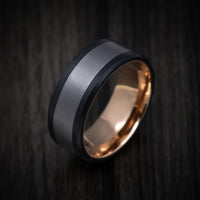 14K Gold and Tantalum Men's Ring with Carbon Fiber Accents