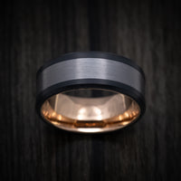 14K Gold and Tantalum Men's Ring with Carbon Fiber Accents