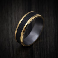 14K Gold Ring with Carbon Fiber Inlay and Tantalum Sleeve