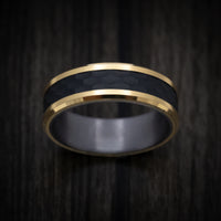 14K Gold Ring with Carbon Fiber Inlay and Tantalum Sleeve