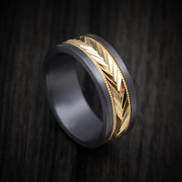 Tantalum Men's Ring with Textured 14K Gold Inlay