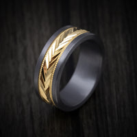 Tantalum Men's Ring with Textured 14K Gold Inlay
