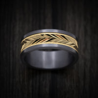 Tantalum Men's Ring with Textured 14K Gold Inlay