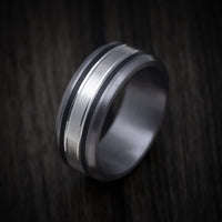 Tantalum Men's Ring with 14K Gold Inlay and Carbon Fiber Accents