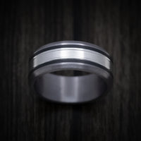 Tantalum Men's Ring with 14K Gold Inlay and Carbon Fiber Accents