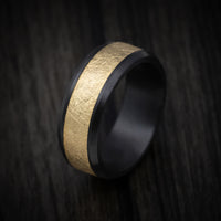 Black Titanium and 14K Gold Men's Ring