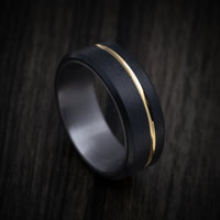 Black Titanium and 14K Gold Men's Ring with Tantalum Sleeve