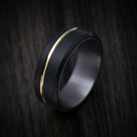 Black Titanium and 14K Gold Men's Ring with Tantalum Sleeve