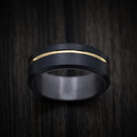 Black Titanium and 14K Gold Men's Ring with Tantalum Sleeve