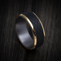 Black Titanium and 14K Gold Men's Ring with Tantalum Sleeve
