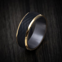 Black Titanium and 14K Gold Men's Ring with Tantalum Sleeve
