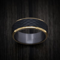 Black Titanium and 14K Gold Men's Ring with Tantalum Sleeve